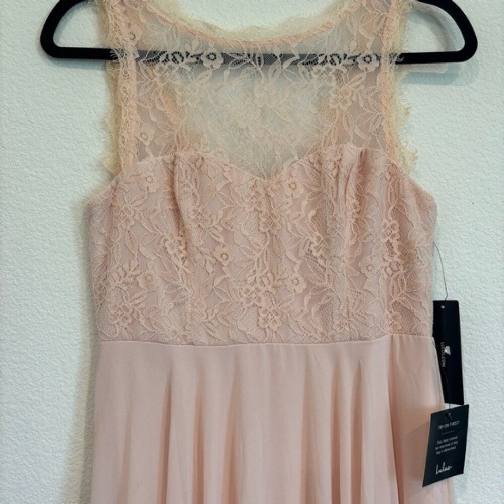 Lulus Divine Evening Blush Pink Lace Chiffon Maxi Dress NWT - Picture 7 of 10